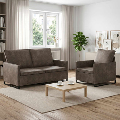 Bankstel 2 pcs Donkergrijs Faux Suède Stof