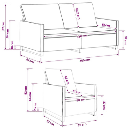Bankstel 2 pcs Donkergrijs Faux Suède Stof
