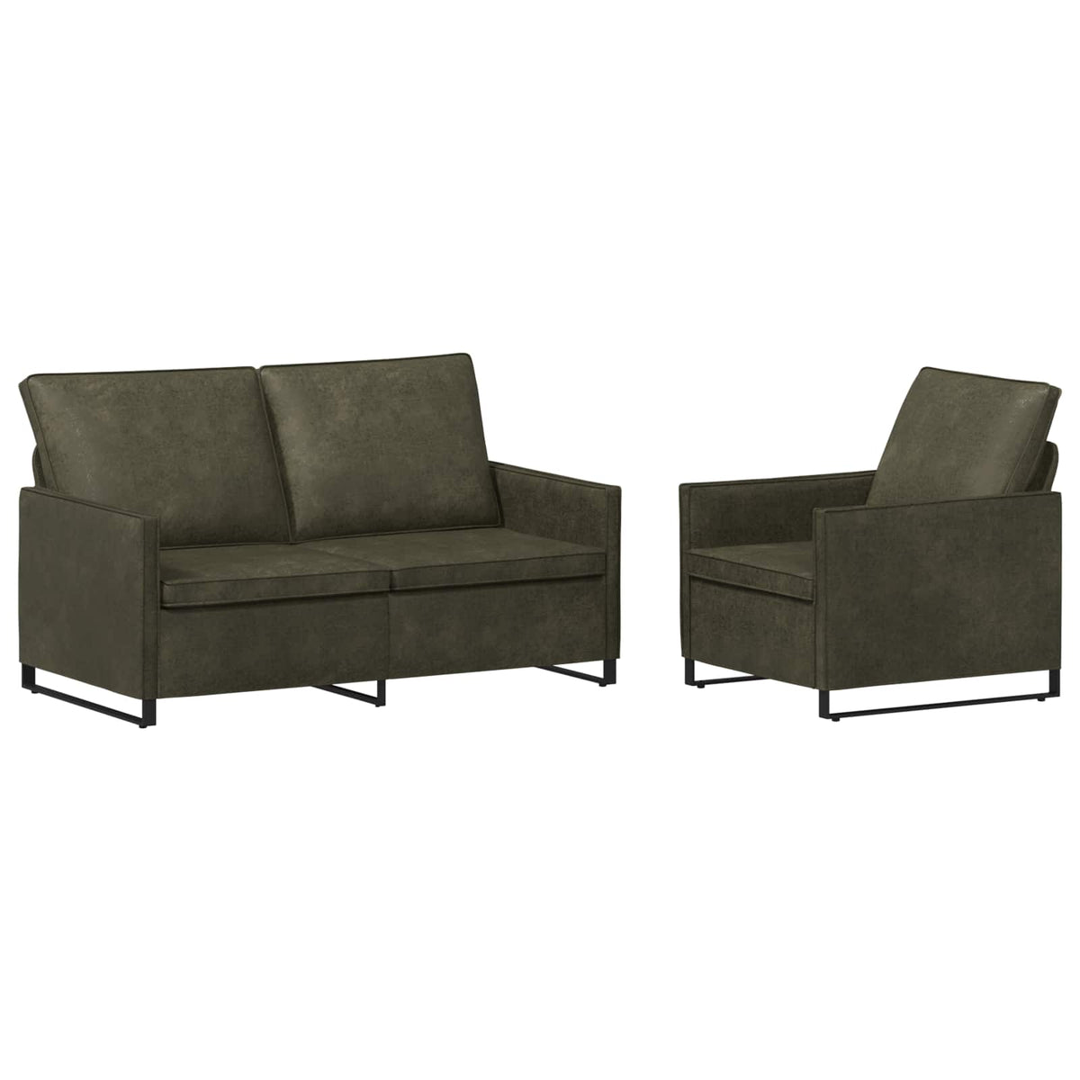 Bankstel 2 pcs Legergroen Faux Suède Stof