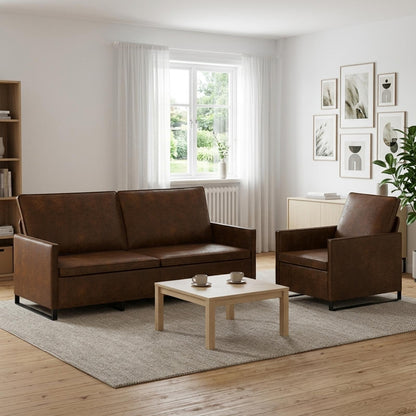 Bankstel 2 pcs Bruin Faux Suède Stof