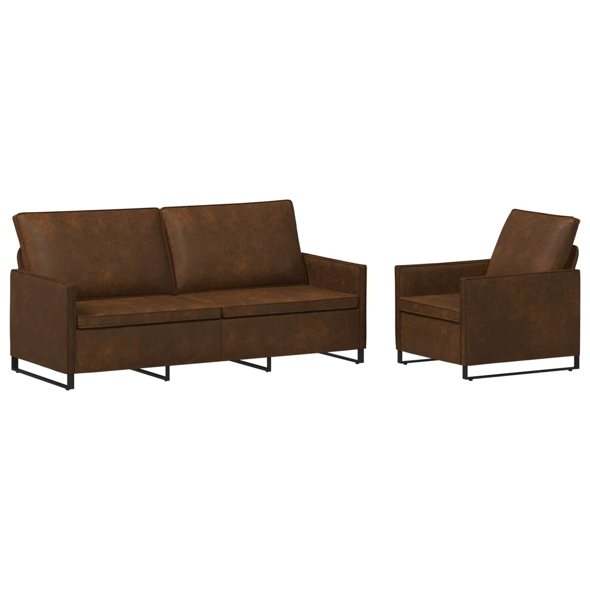 Bankstel 2 pcs Bruin Faux Suède Stof