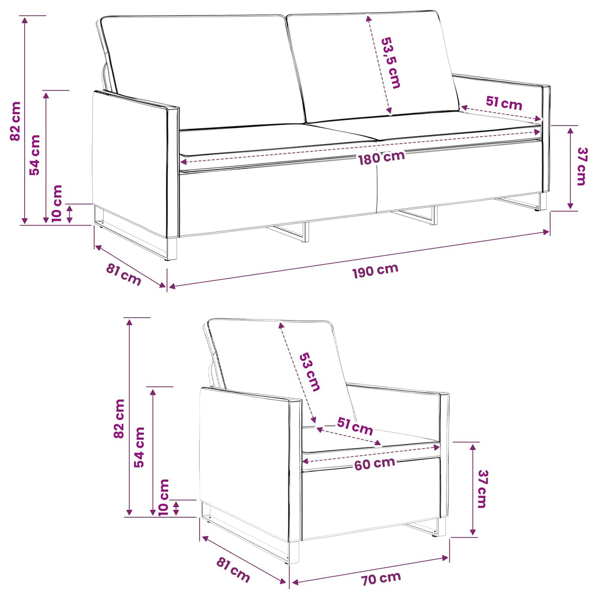 Bankstel 2 pcs Bruin Faux Suède Stof