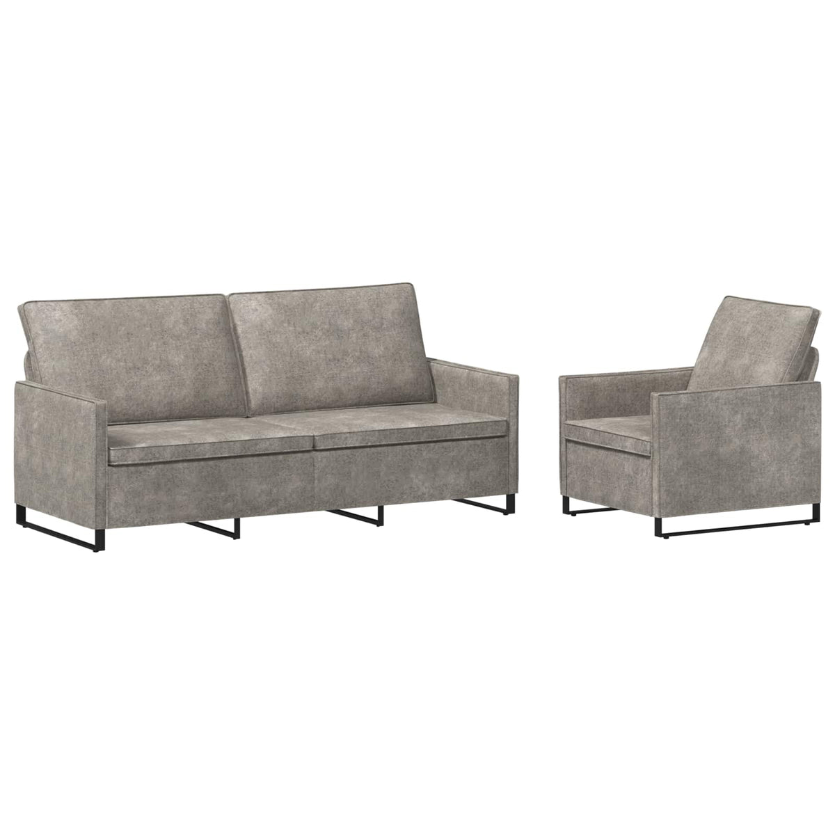 Bankstel 2 pcs Lichtgrijs Faux Suède Stof