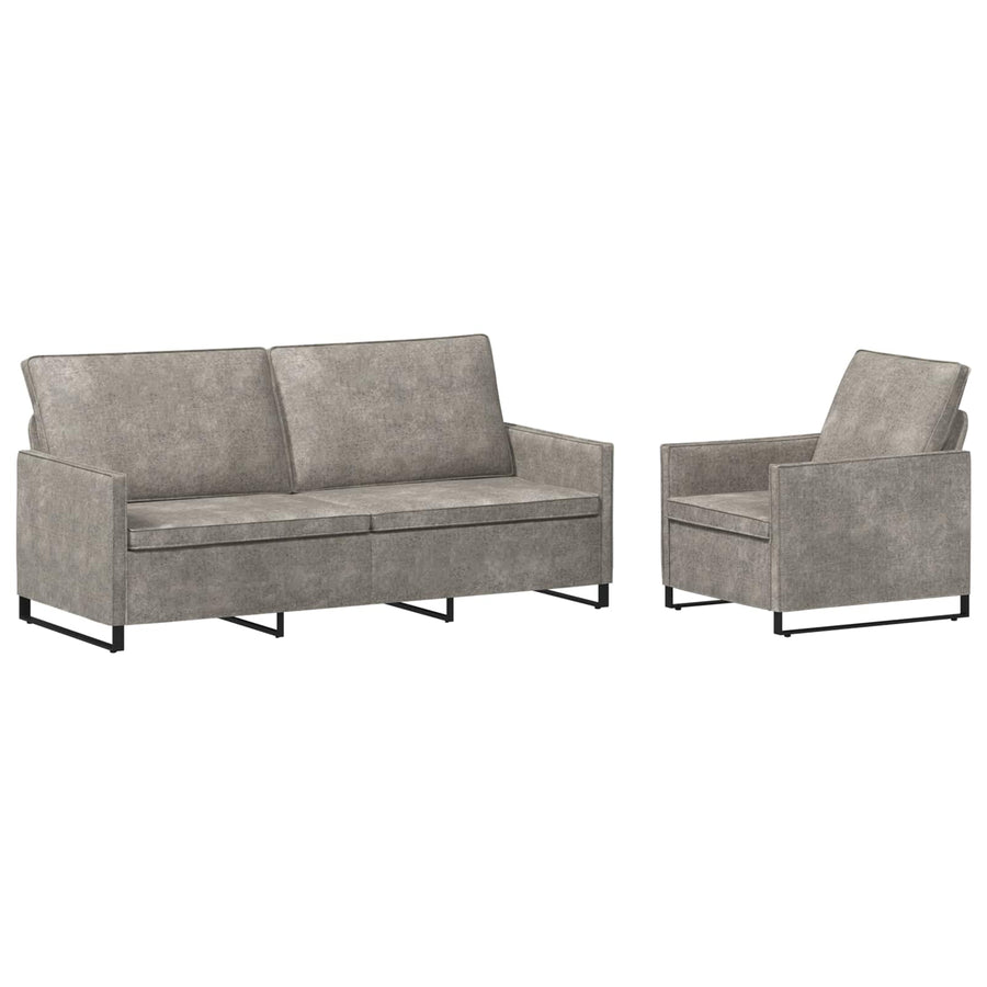 Bankstel 2 pcs Lichtgrijs Faux Suède Stof