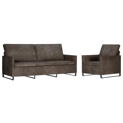 Bankstel 2 pcs Donkergrijs Faux Suède Stof