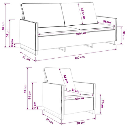 Bankstel 2 pcs Donkergrijs Faux Suède Stof