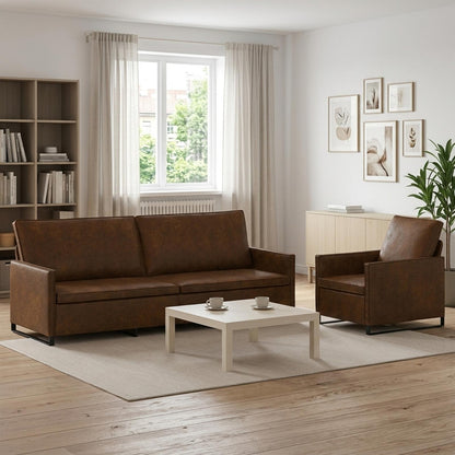 Bankstel 2 pcs Bruin Faux Suède Stof