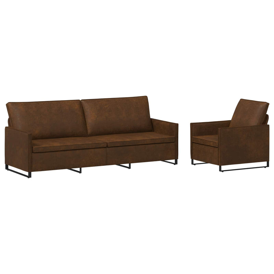 Bankstel 2 pcs Bruin Faux Suède Stof