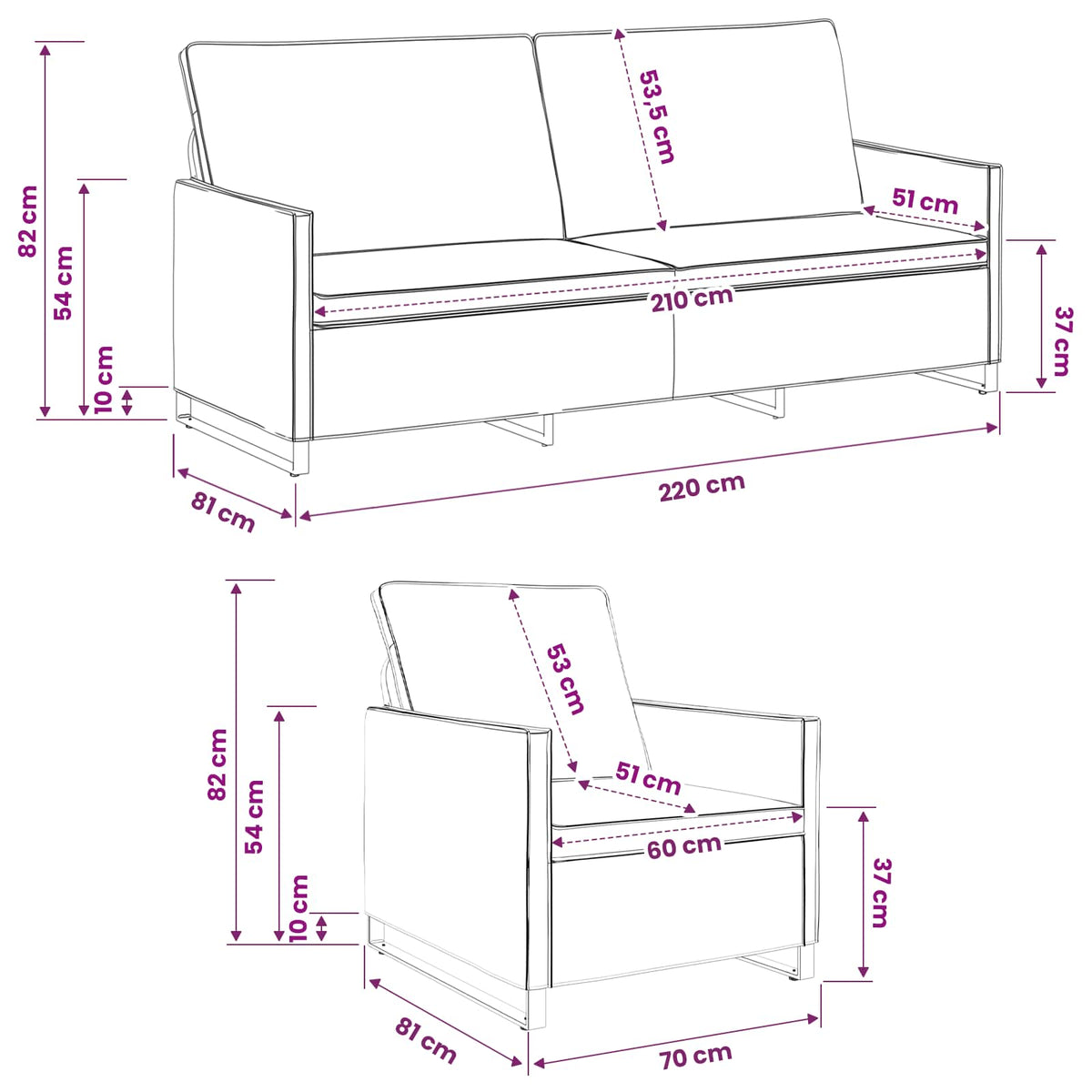 Bankstel 2 pcs Bruin Faux Suède Stof