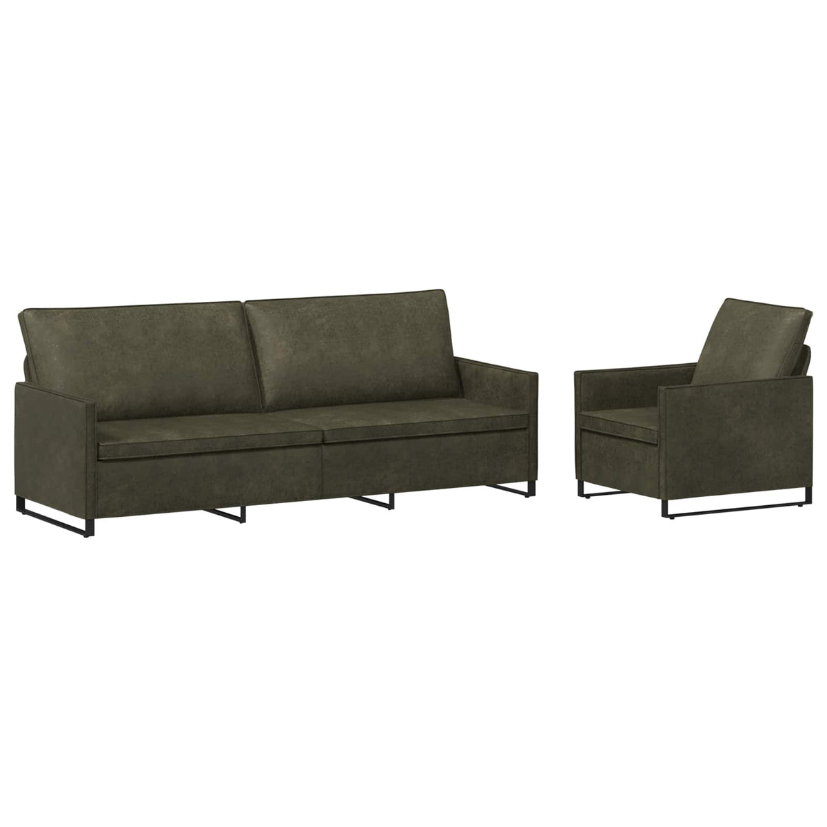Bankstel 2 pcs Legergroen Faux Suède Stof