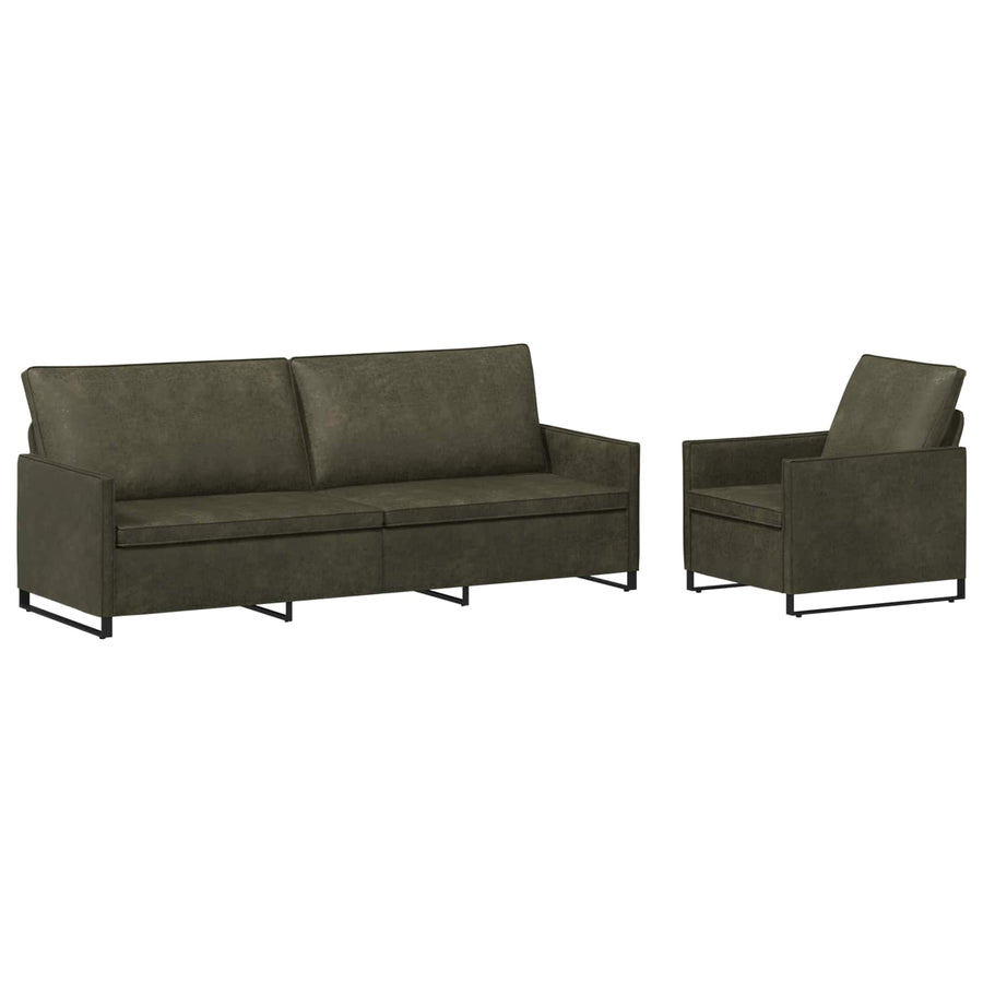Bankstel 2 pcs Legergroen Faux Suède Stof