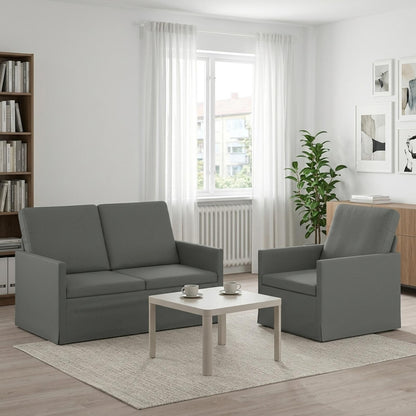 Bankstel 2 pcs Donkergrijs Stof
