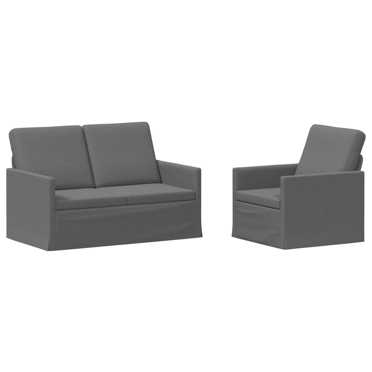 Bankstel 2 pcs Donkergrijs Stof