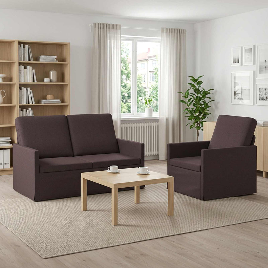 Bankstel 2 pcs Donkerbruin Stof