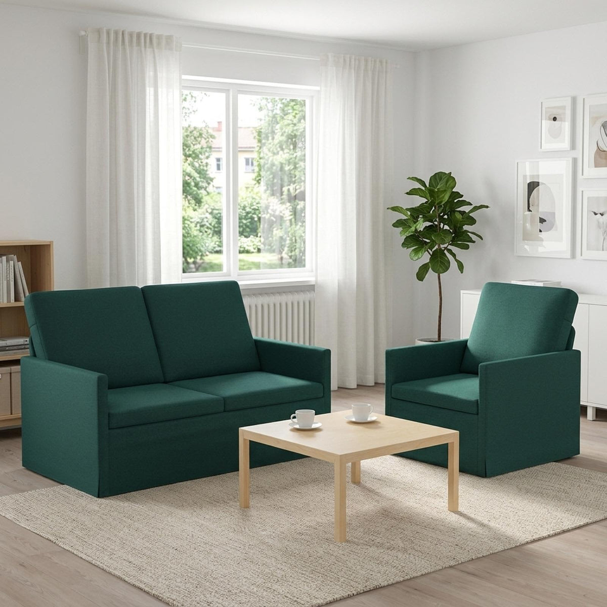 Bankstel 2 pcs Donkergroen Stof
