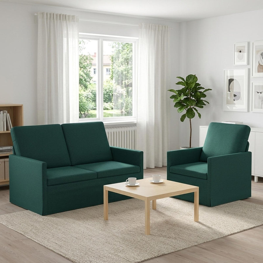 Bankstel 2 pcs Donkergroen Stof