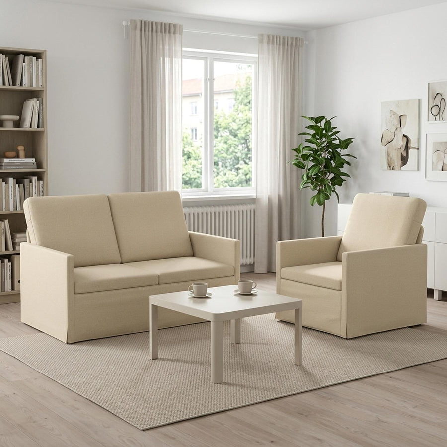Bankstel 2 pcs Crèmekleurig Stof
