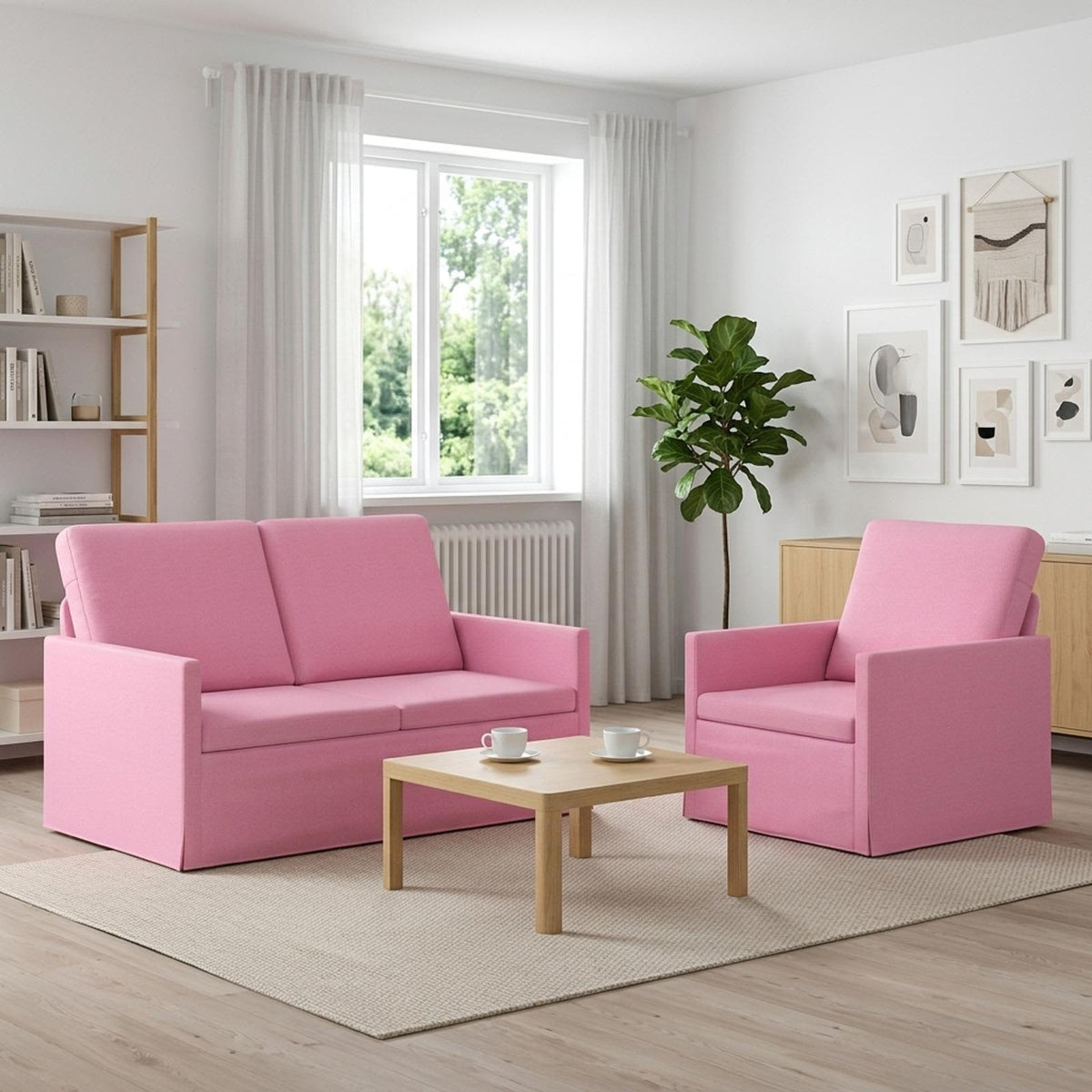 Bankstel 2 pcs Roze Stof