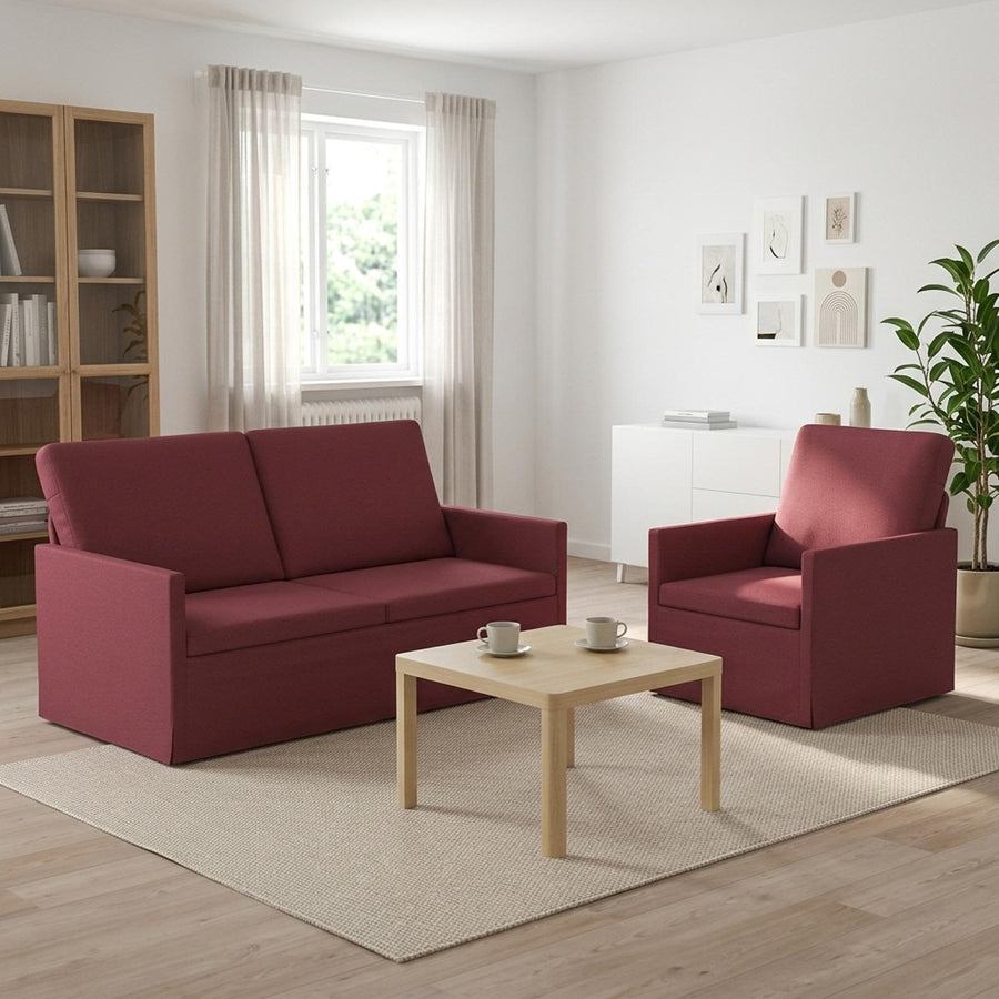 Bankstel 2 pcs Wijnrood Stof