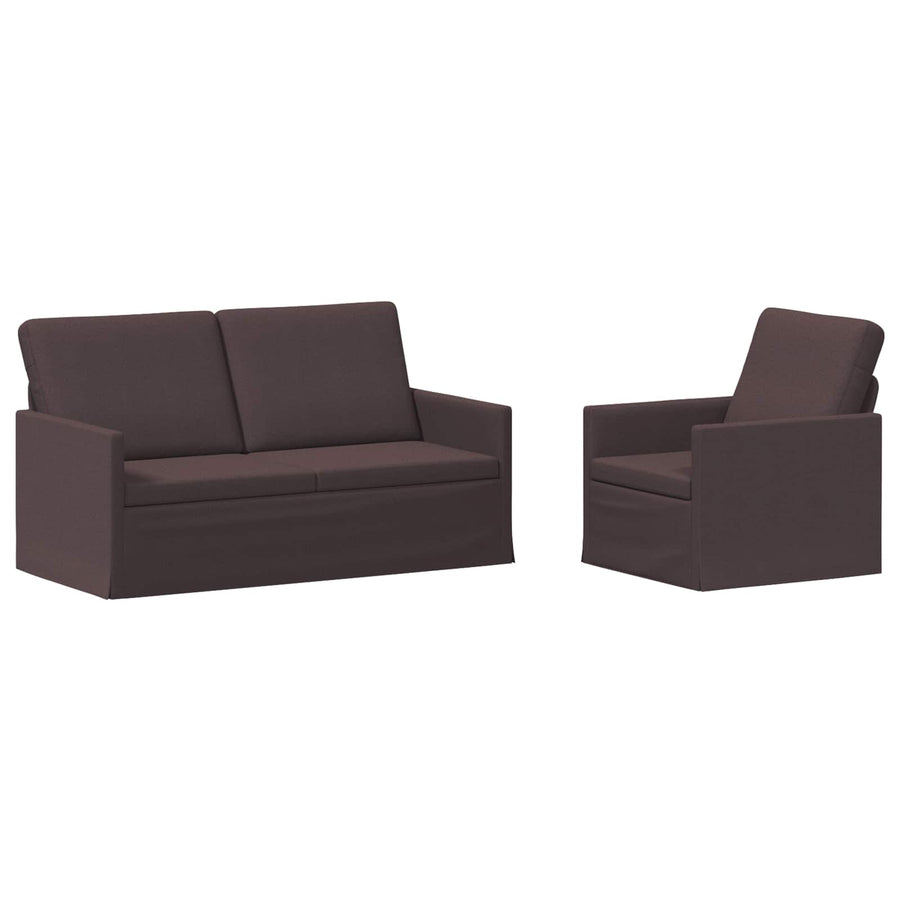 Bankstel 2 pcs Donkerbruin Stof