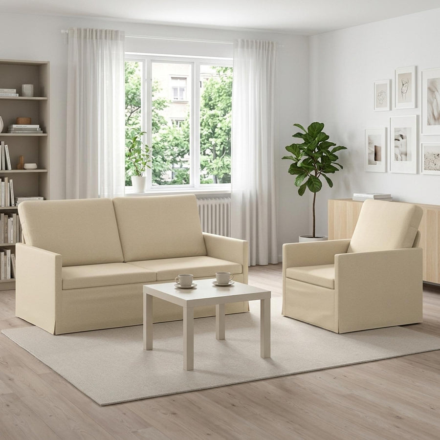 Bankstel 2 pcs Crèmekleurig Stof