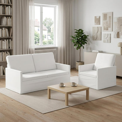 Bankstel 2 pcs Wit Stof