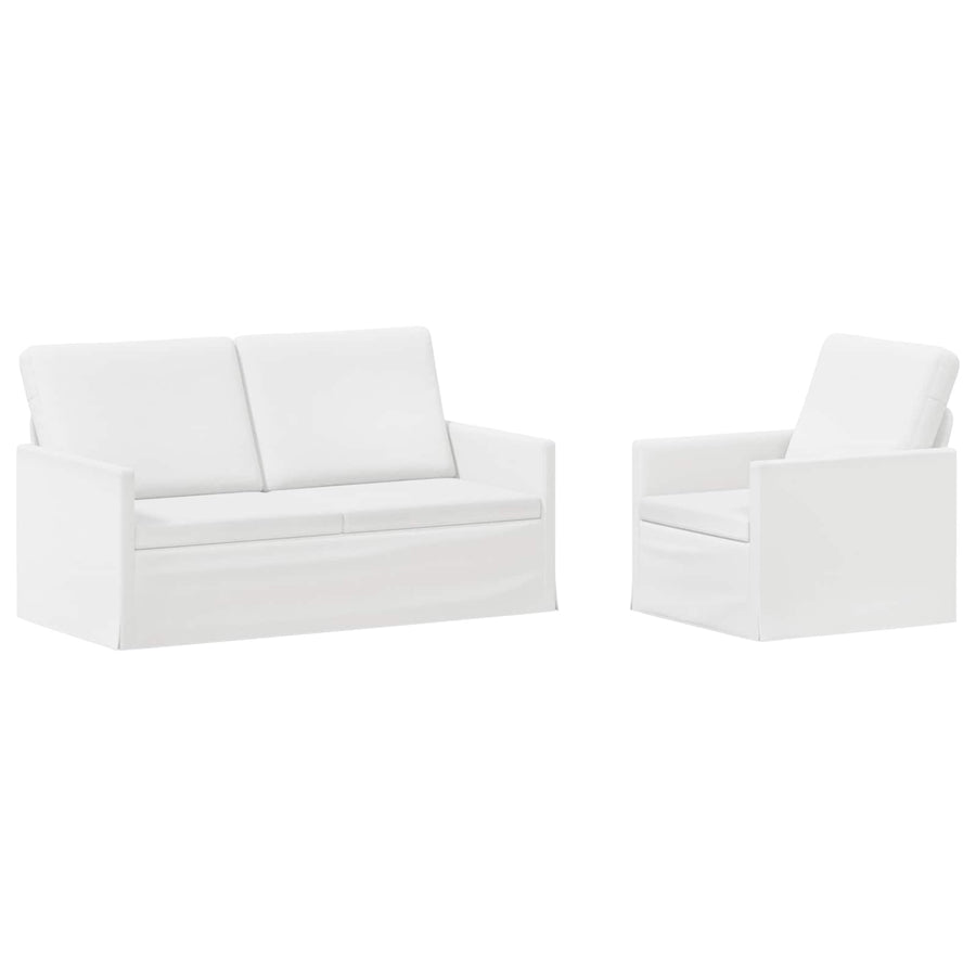 Bankstel 2 pcs Wit Stof