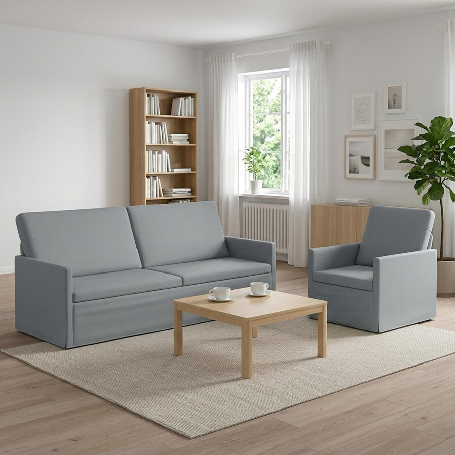 Bankstel 2 pcs Lichtgrijs Stof