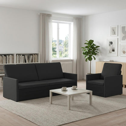 Bankstel 2 pcs Zwart Stof