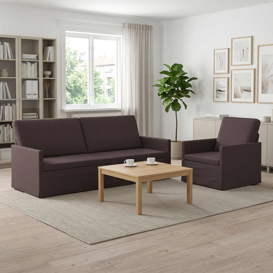 Bankstel 2 pcs Donkerbruin Stof