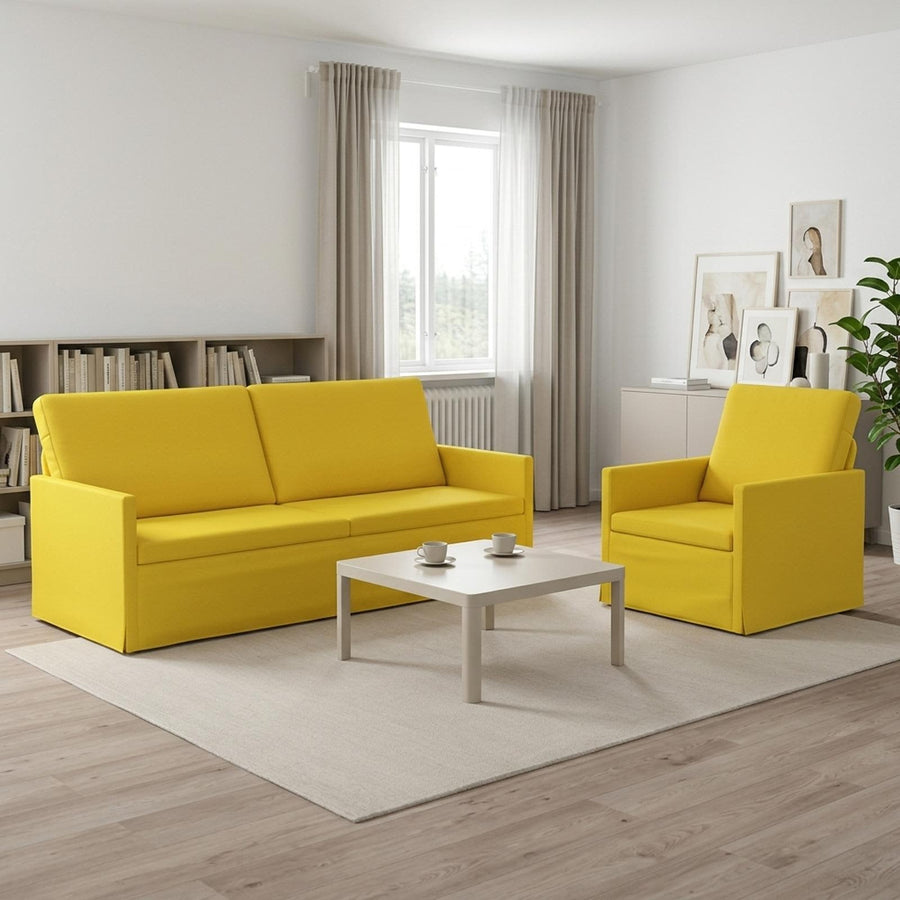 Bankstel 2 pcs Lichtgeel Stof