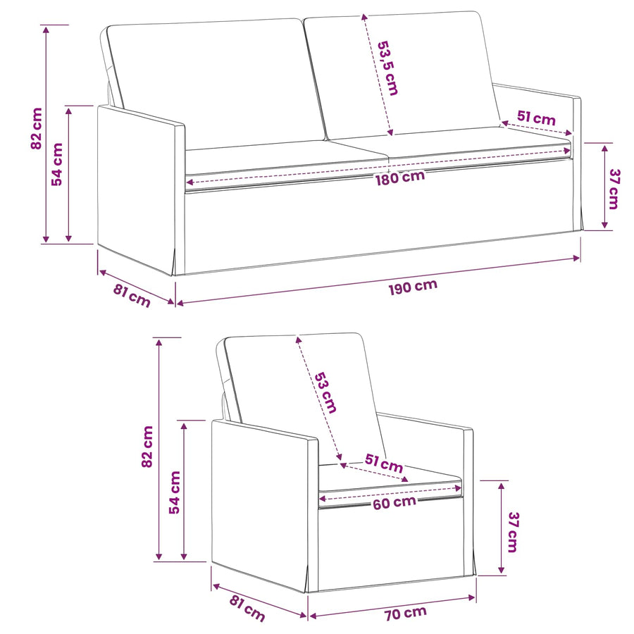 Bankstel 2 pcs Lichtgeel Stof