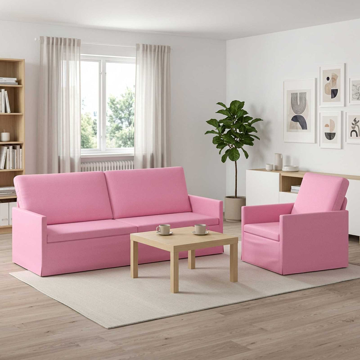 Bankstel 2 pcs Roze Stof