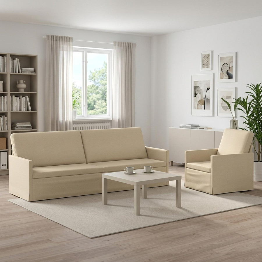 Bankstel 2 pcs Crèmekleurig Stof