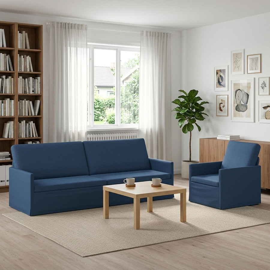 Bankstel 2 pcs Blauw Stof