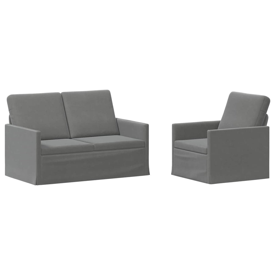 Bankstel 2 pcs Donkergrijs fluweel