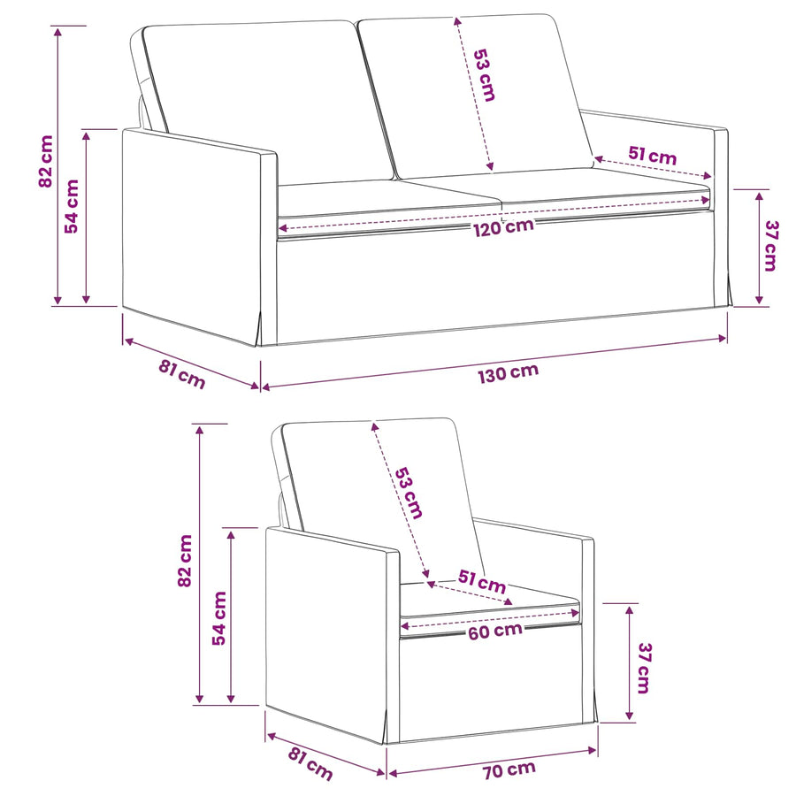 Bankstel 2 pcs Geel fluweel