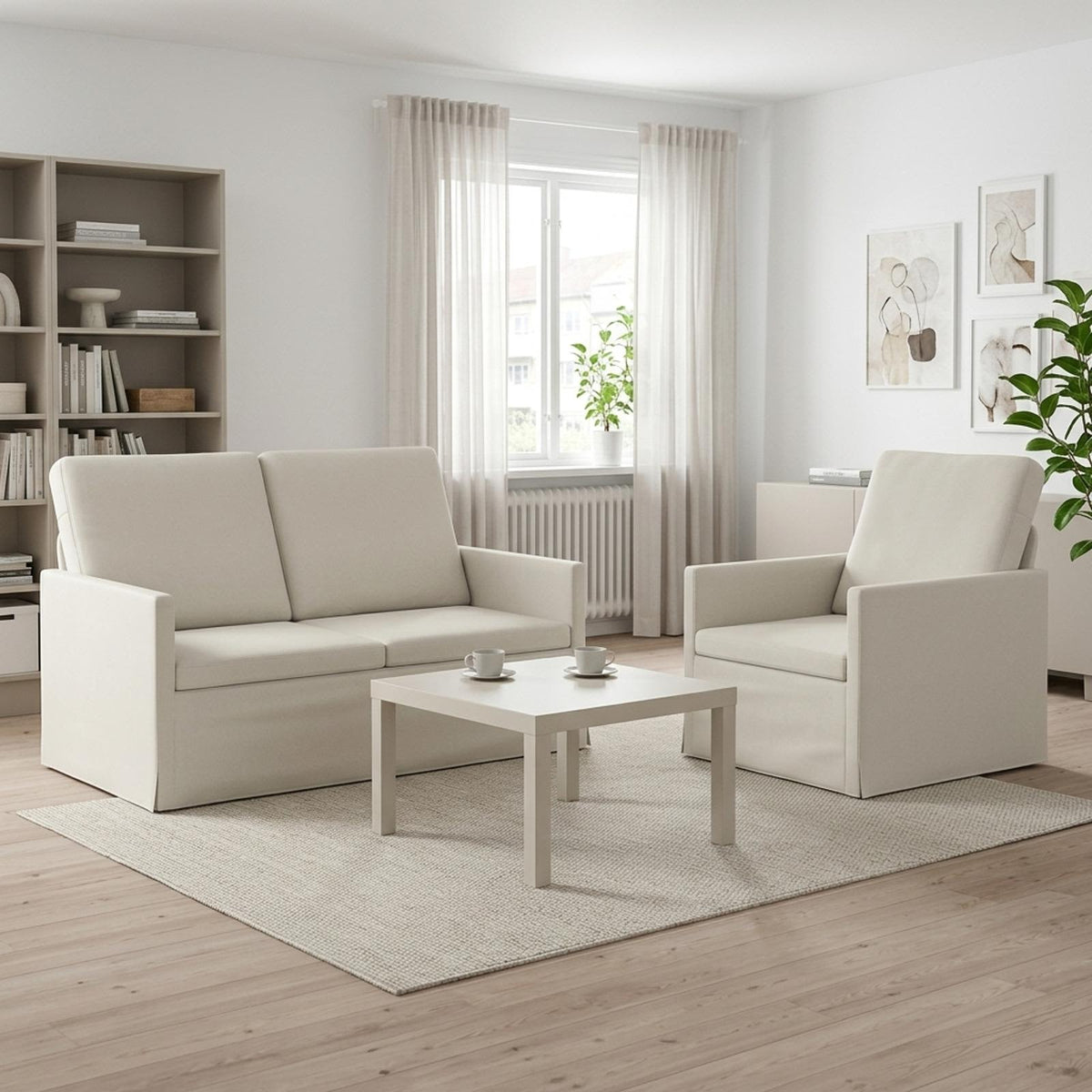 Bankstel 2 pcs Crèmekleurig fluweel