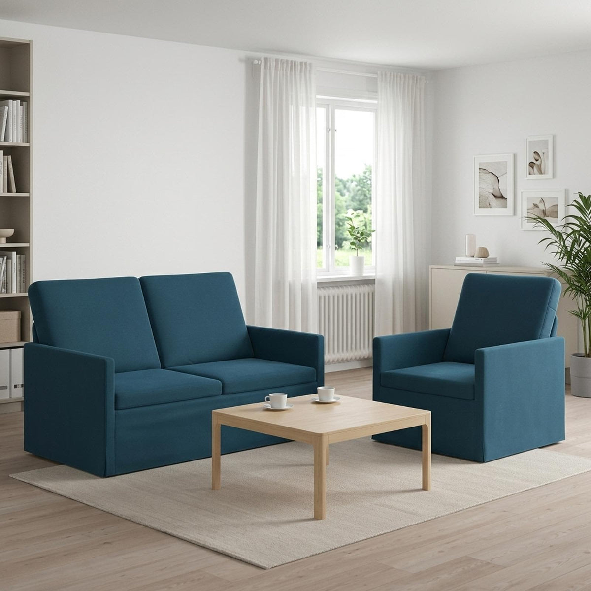 Bankstel 2 pcs Blauw fluweel