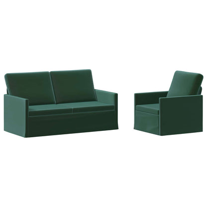 Bankstel 2 pcs Donkergroen fluweel