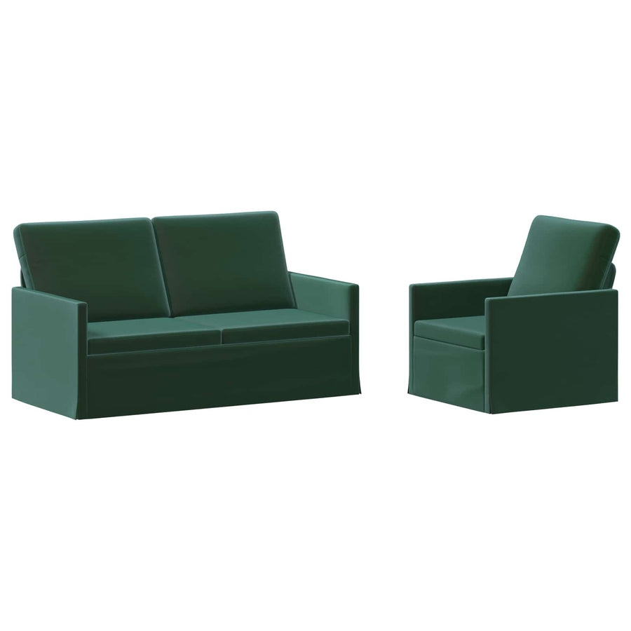 Bankstel 2 pcs Donkergroen fluweel