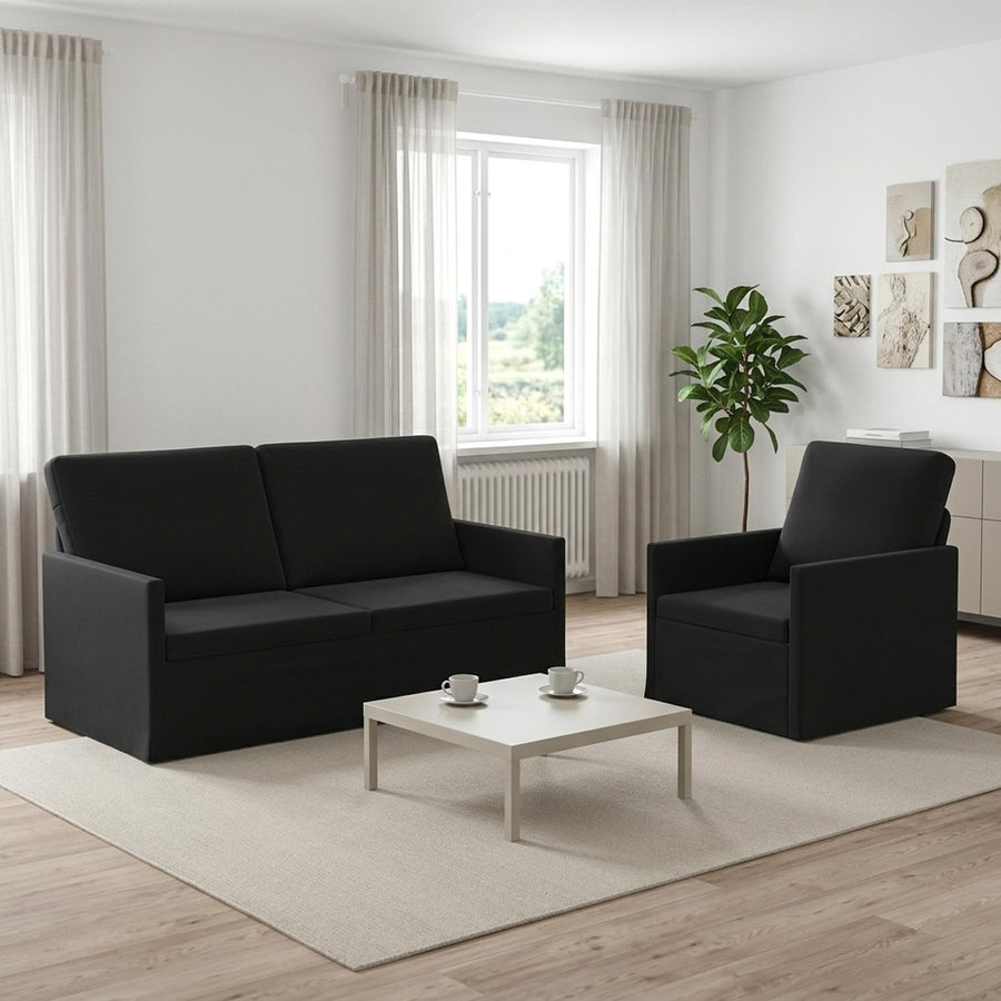 Bankstel 2 pcs Zwart fluweel
