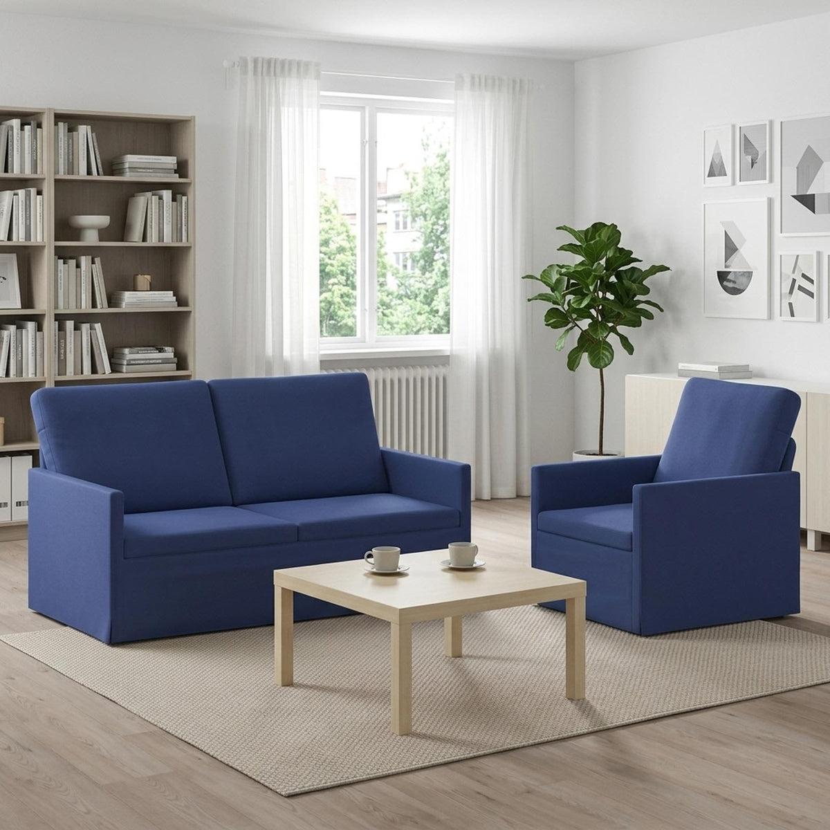 Bankstel 2 pcs Politieblauw fluweel