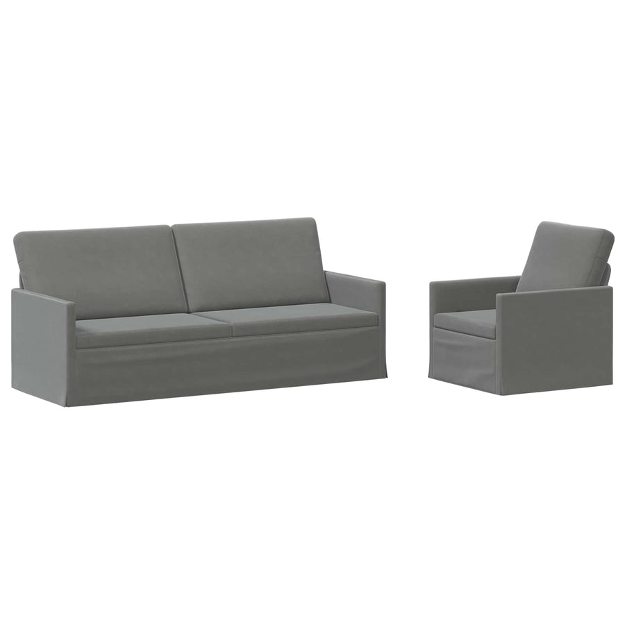 Bankstel 2 pcs Donkergrijs fluweel