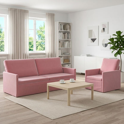 Bankstel 2 pcs Roze fluweel