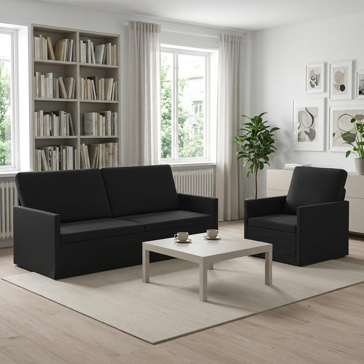 Bankstel 2 pcs Zwart fluweel