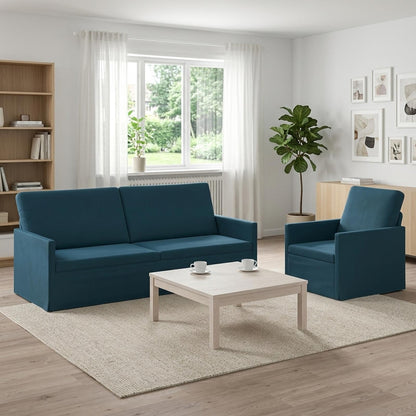 Bankstel 2 pcs Blauw fluweel