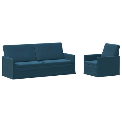 Bankstel 2 pcs Blauw fluweel