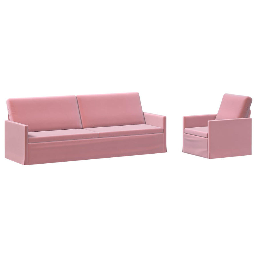 Bankstel 2 pcs Roze fluweel