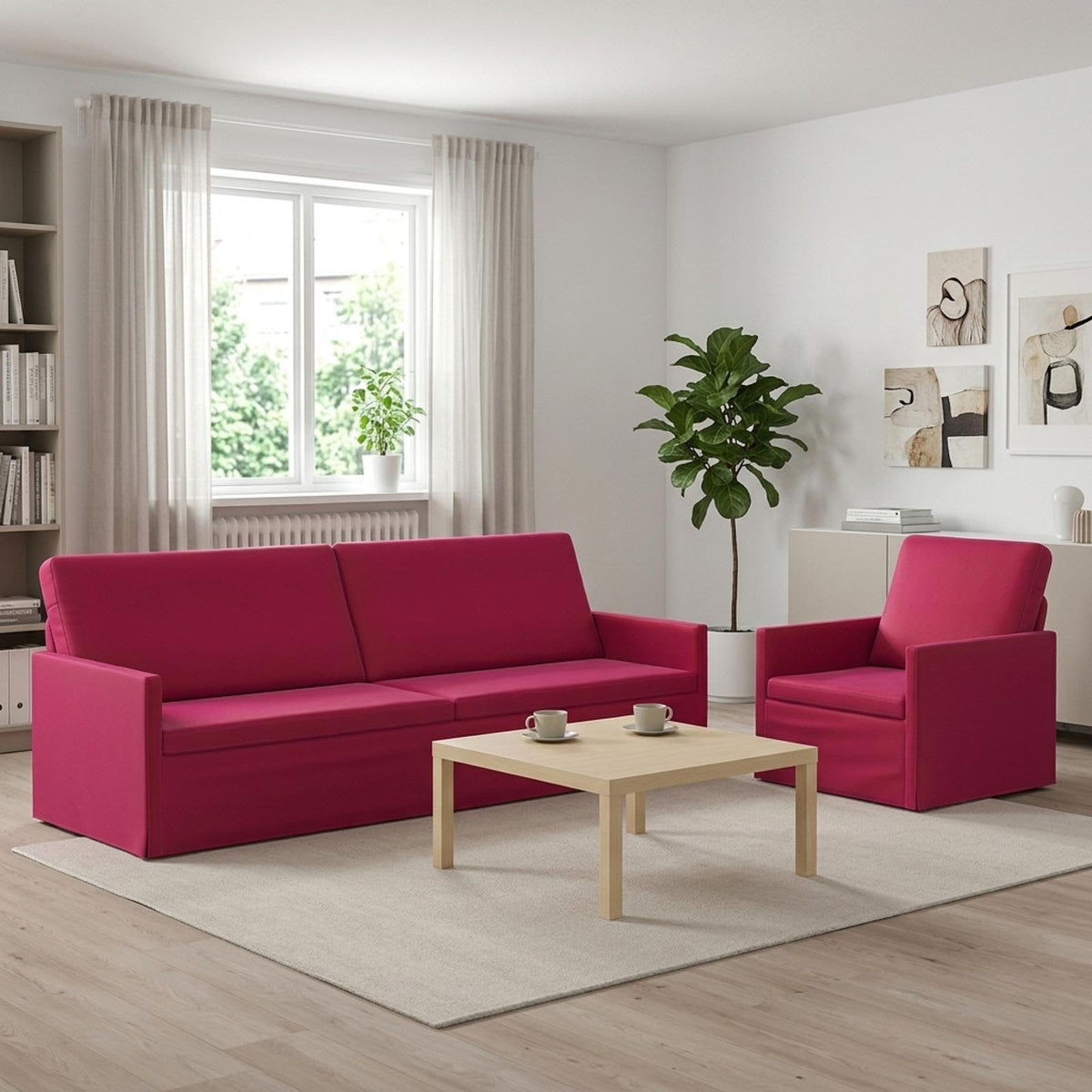 Bankstel 2 pcs Wijnrood fluweel